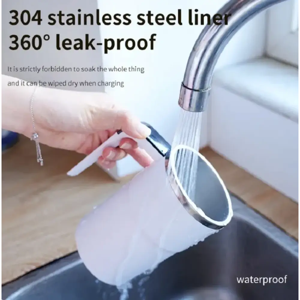 White cylindrical water-resistant phone case with a 304 stainless steel rim.