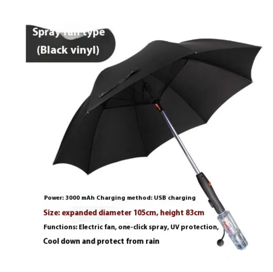 Cooling Mist Umbrella with Fan and Sprayer