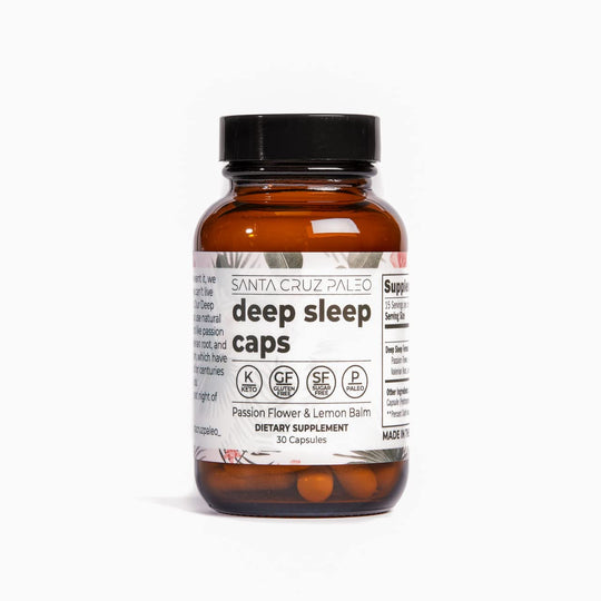 Santa Cruz Paleo L-Theanine Supplement for Relaxation and Sleep Support with Lemon Balm Valerian Root Passion Flower Gluten Free Keto Sugar Free Paleo 600mg Formula 15 Servings 30 Capsules