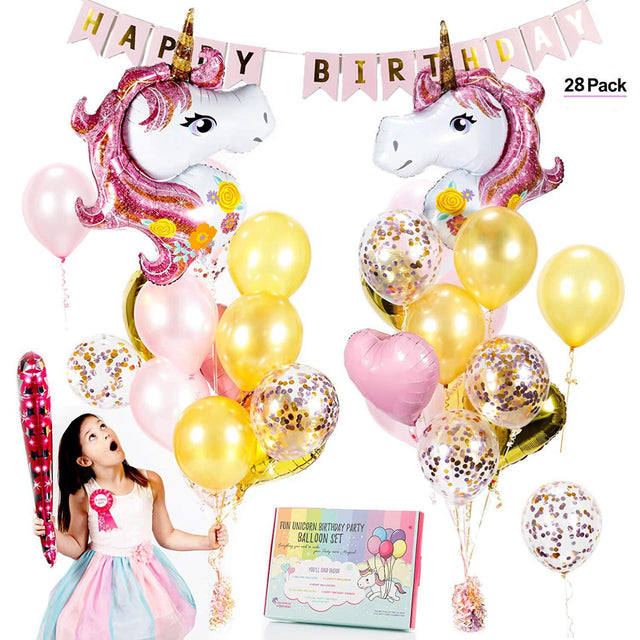8pcs Unicorn Birthday Party Decor with Balloons & Sticks