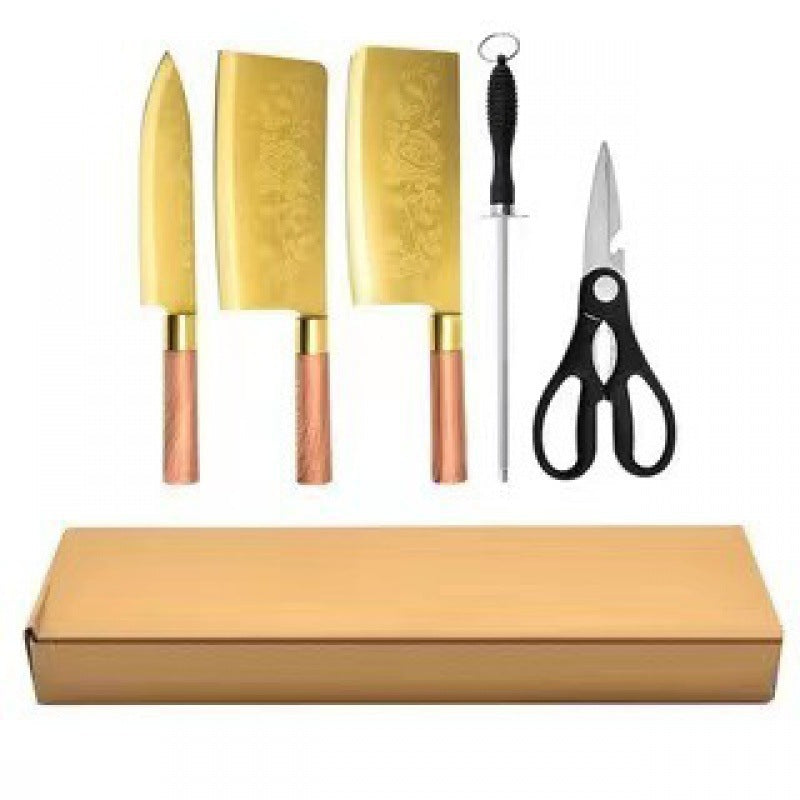 Gold Alloy Bone Cutting Knife Set for Kitchen Use