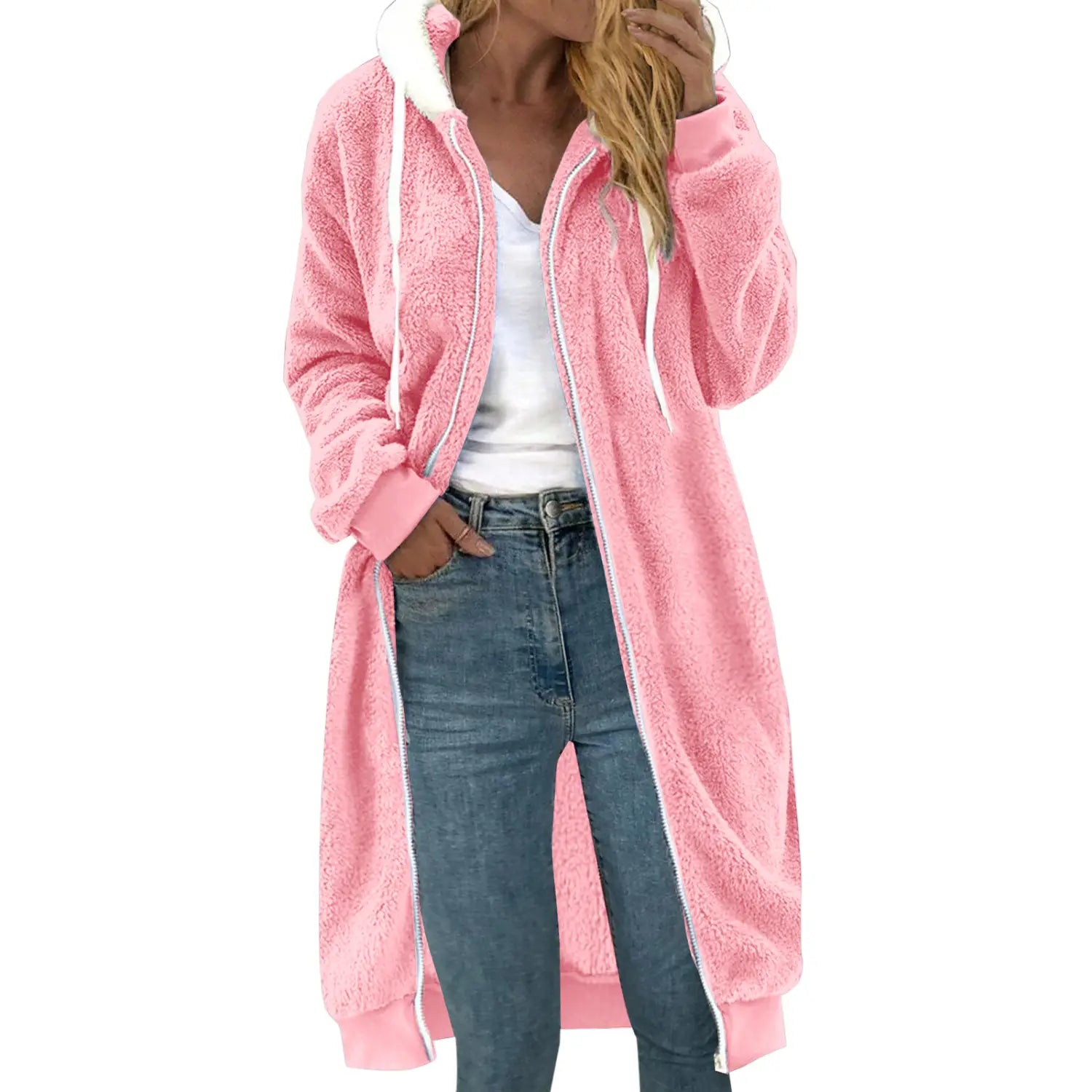 Women’s Double-sided Plush Fur Hooded Mid-length Coat