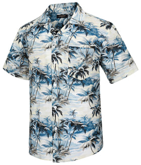 Mens Hawaiian Shirts Cotton Short Sleeve Button Down Aloha Shirt for Men Summer Casual Tropical Beach Vacation Shirts