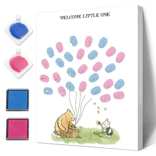 Azbuk Winnie Gender Reveal Fingerprint Tree for Baby Shower Winnie Baby Shower Gender Reveal Game Baby Shower Guest Book Gender Reveal Party Decor Ideas