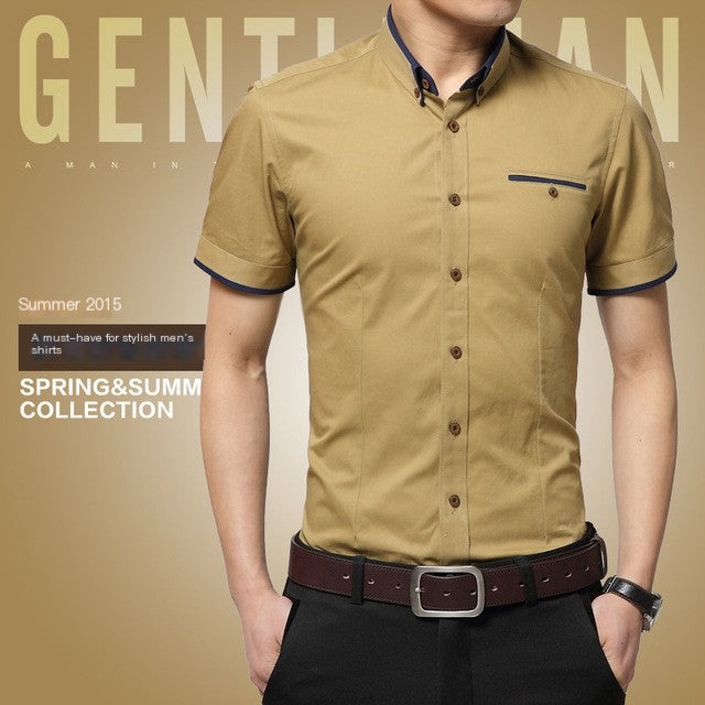 Men's Short-Sleeved Slim-Fit Casual Business Shirt