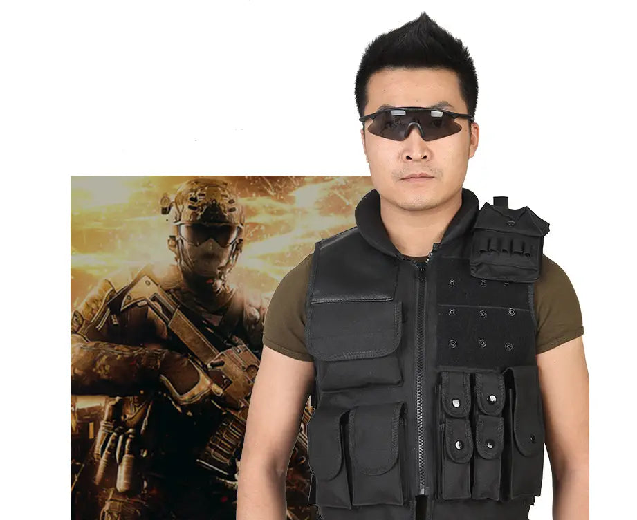 Black Tactical Vest for Men - Military Hunting Gear