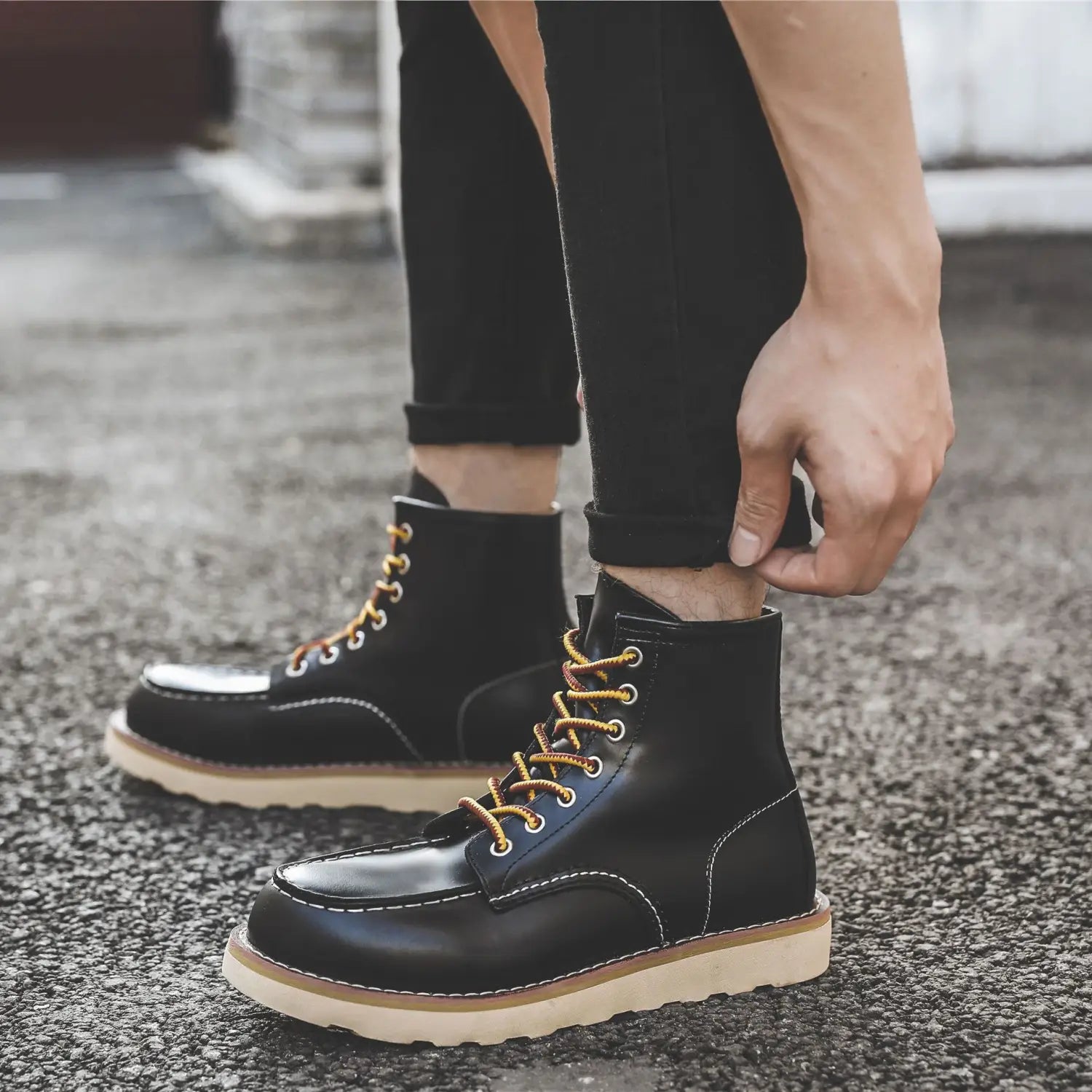Men’s Retro Slip-On Flat Martin Workwear Boots
