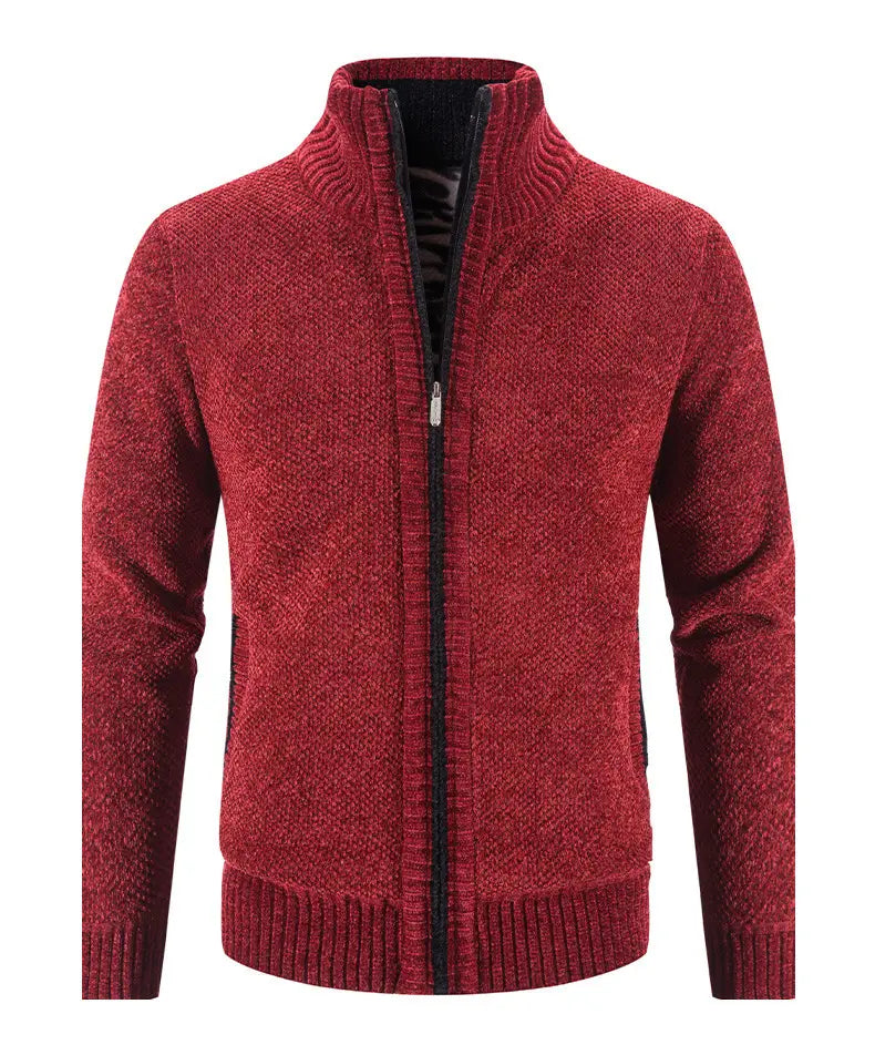 Men’s Fleece Lined Knitwear Jacket for Autumn Winter