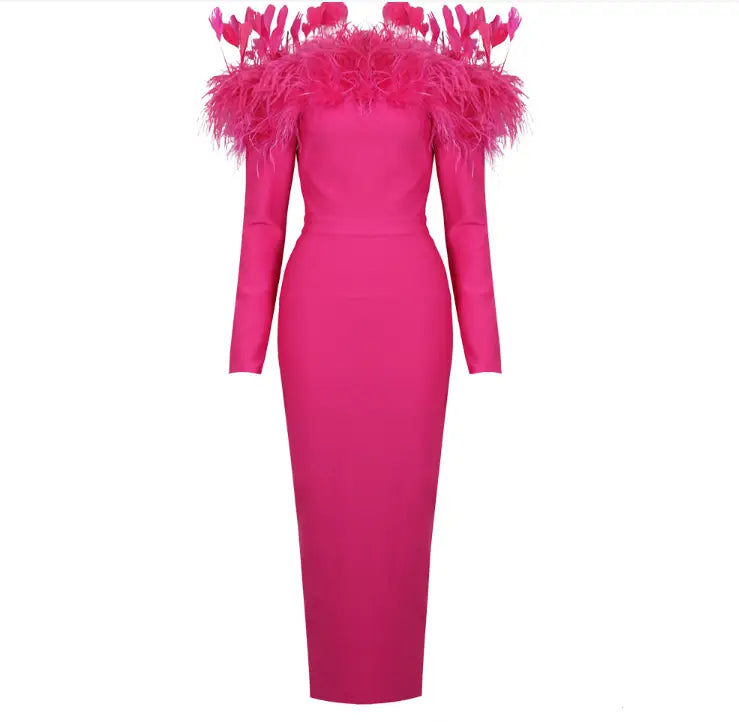 Feathery Off-the-Shoulder Dress Image 4