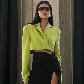 Long Sleeve Suit Top - Half Style Design