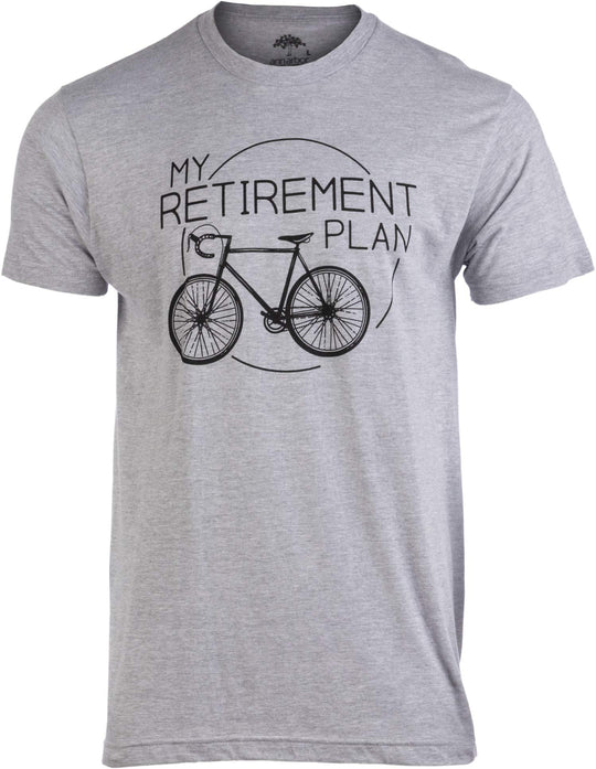 Ann Arbor T-shirt Co. My Retirement Plan (Bicycle) | Funny Bike Riding Rider Retired Cyclist Man T-Shirt-(AdultXL) Heather Grey