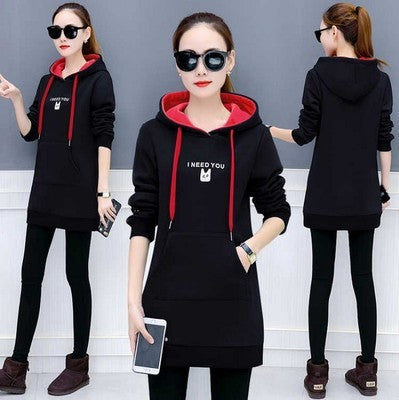 Mid-Length Plus Velvet Long-Sleeved Jacket for Women