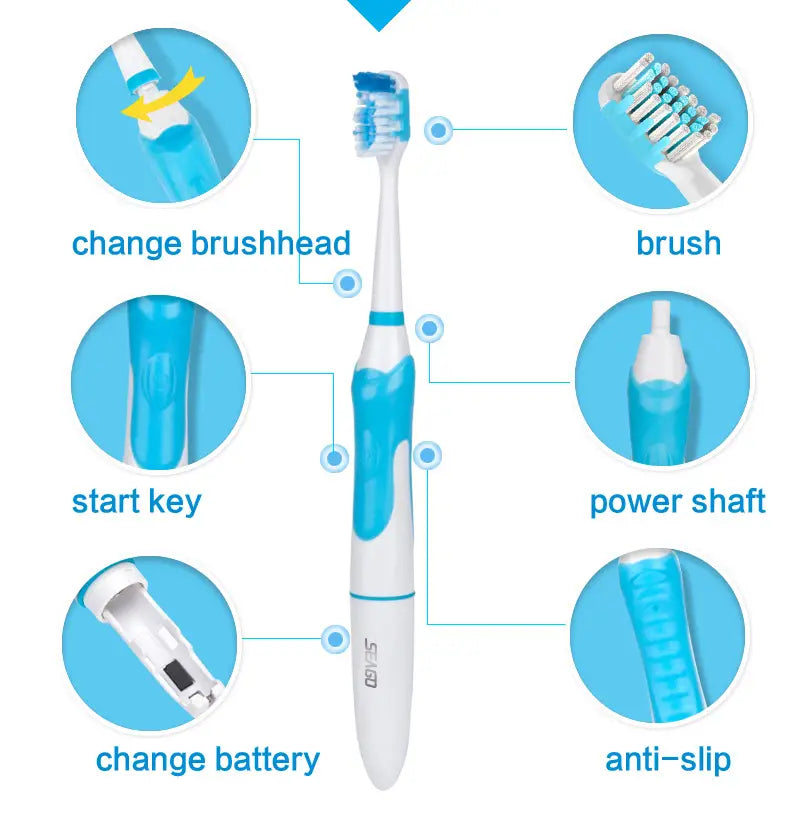 Electric Toothbrush C6 with 2 Soft Brush Heads - Joomcy