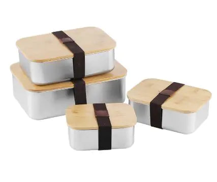 Premium 304 Stainless Steel Japanese Crisper with Bamboo Lid