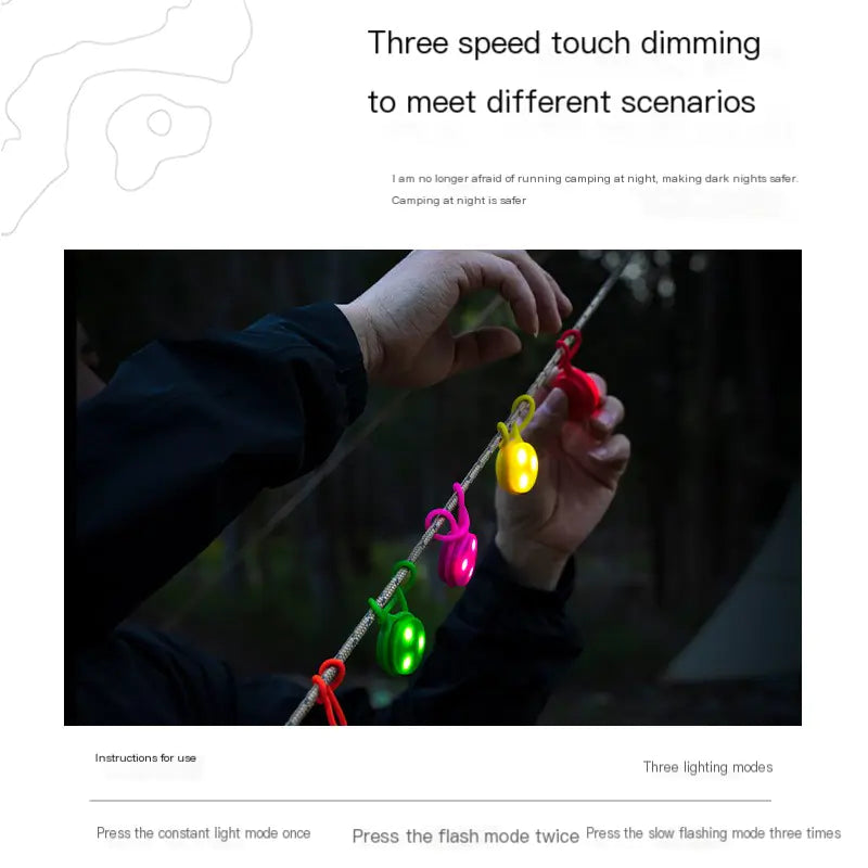 Outdoor LED Camping Light with Silicone Tarp Rope - Joomcy