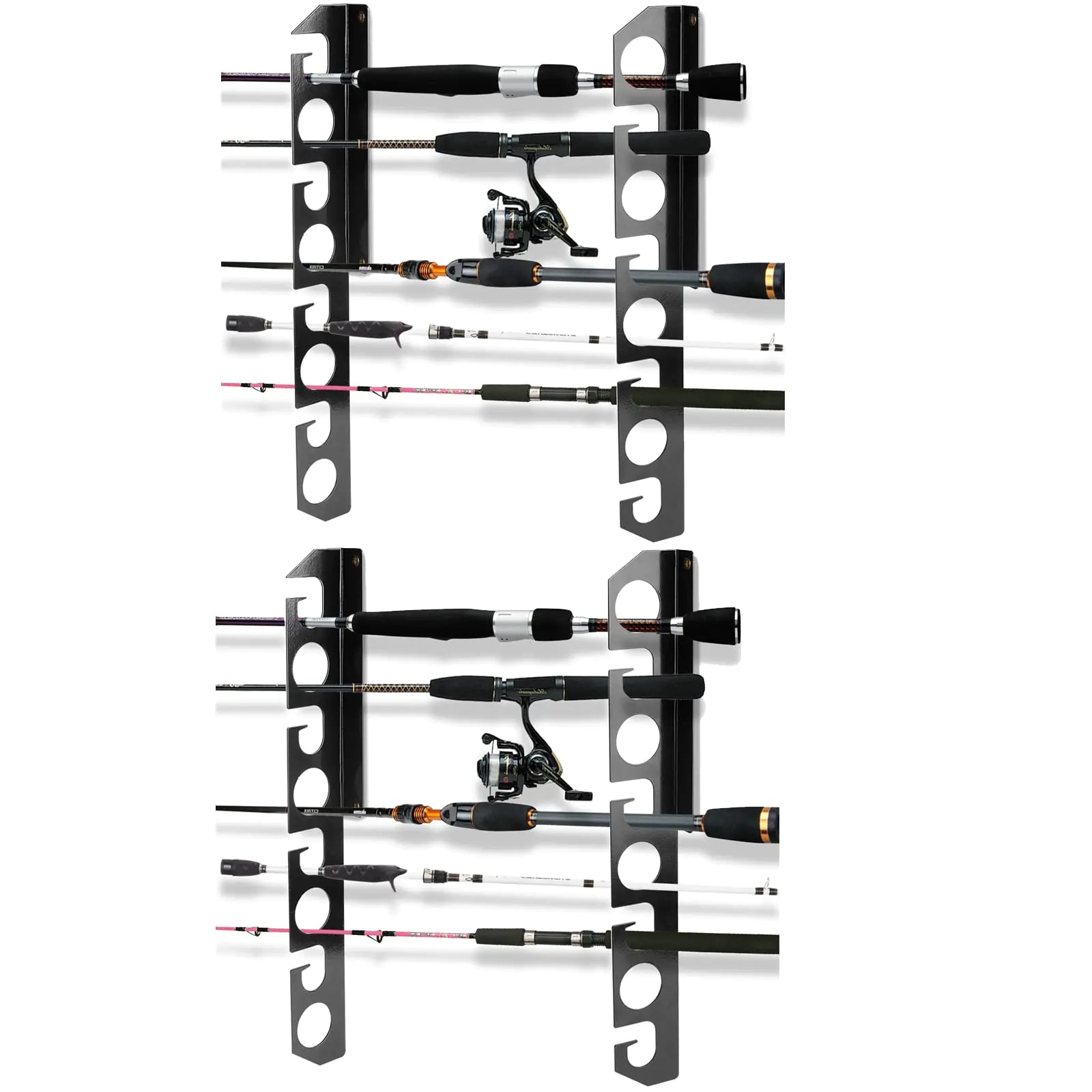 YHAspace 2Pack Fishing Rod Holder/Fishing Rod Rack/Fishing Pole Holder Wall/Ceiling Mount Hold up to 16 Fishing Rods Fishing Poles Storage & Display