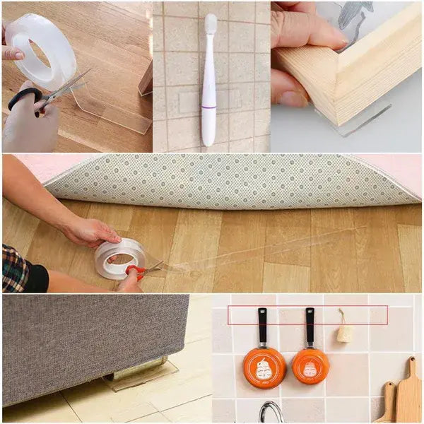1pc Transparent Nano Tape for Home Decor, Washable & Reusable