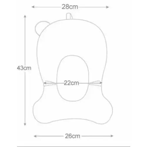 A plush, soft-looking pillow shaped like a bear with rounded ears and a gentle curve.