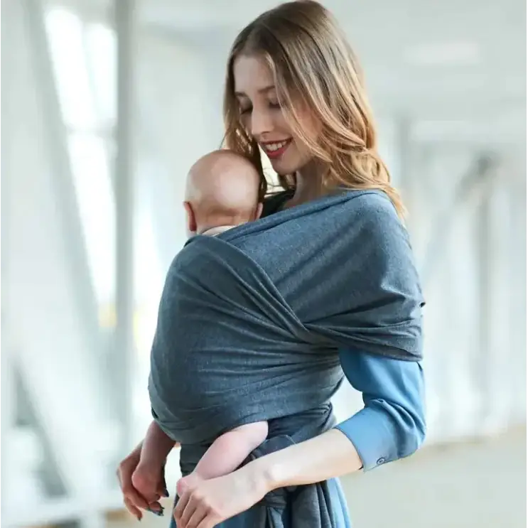Blue woven fabric baby wrap