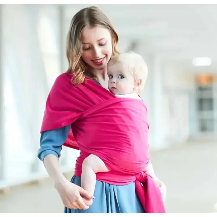 Vibrant pink woven fabric baby carrier