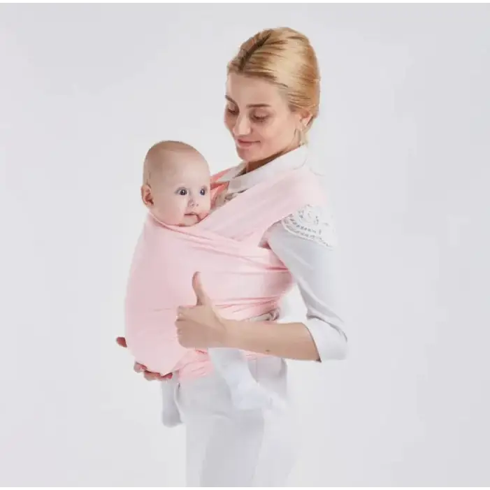 Soft pink baby wrap carrier.