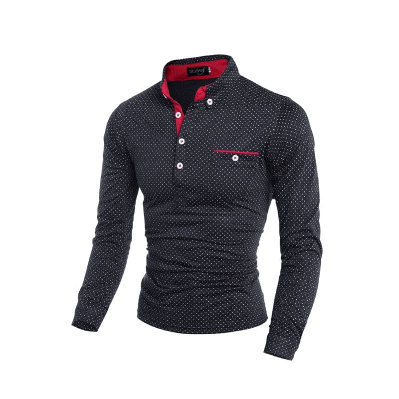 Men’s Casual Long Sleeve Polka Dot Shirt by Ouma
