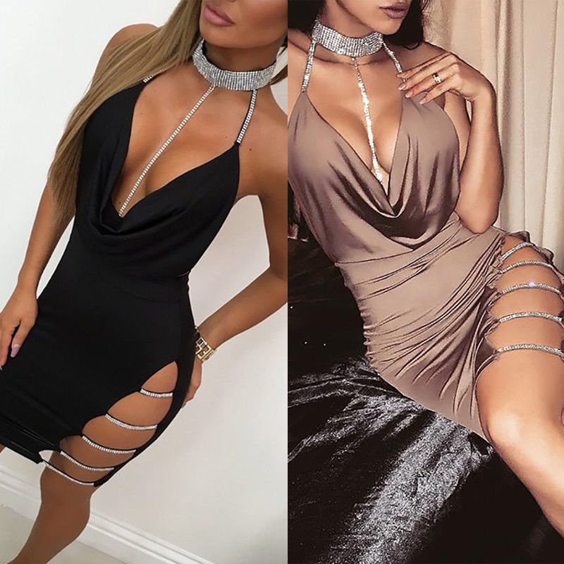 Slit Dress, Hollow Out Dress, Strap Bodycon Gown