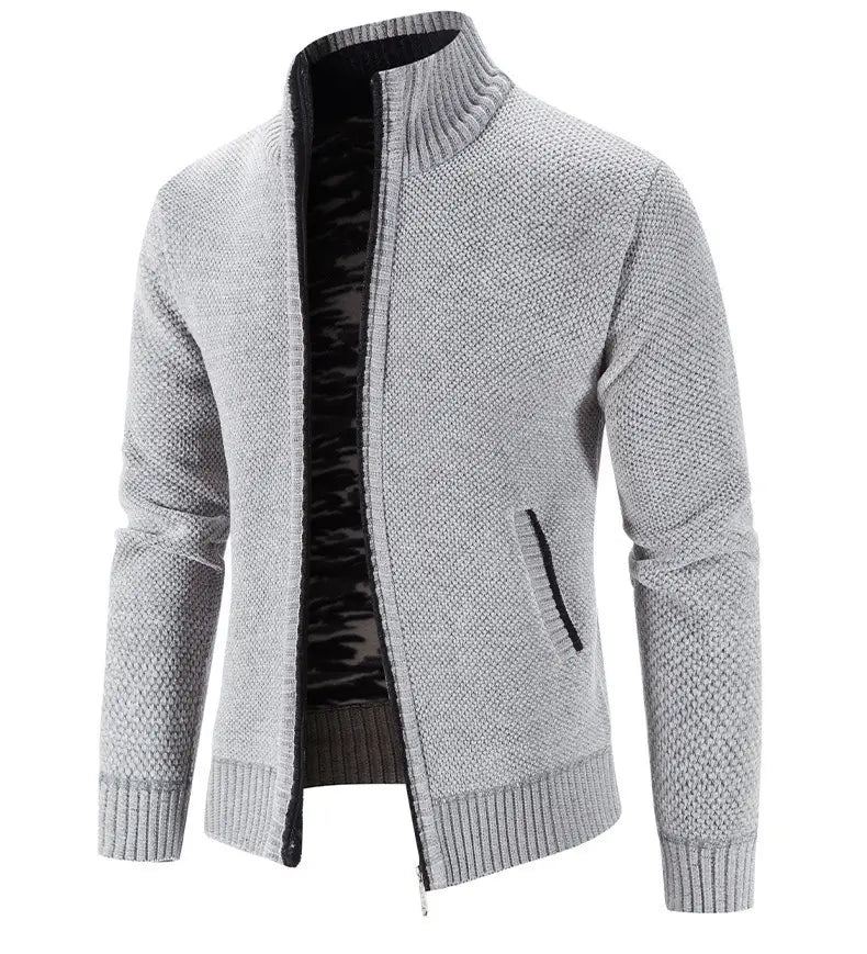 Men’s Fleece Lined Knitwear Jacket for Autumn Winter