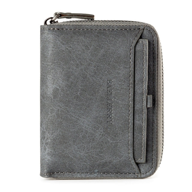 Retro Men's Zipper Wallet - PU Leather Coin Purse
