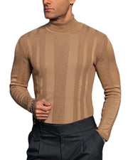 Beotyshow Mens Slim Fit Turtleneck Sweater Lightweight Long Sleeve Casual T Shirts Pullover Knitted Sweaters Khaki