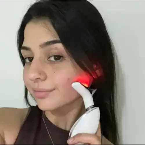 White handheld red light facial device