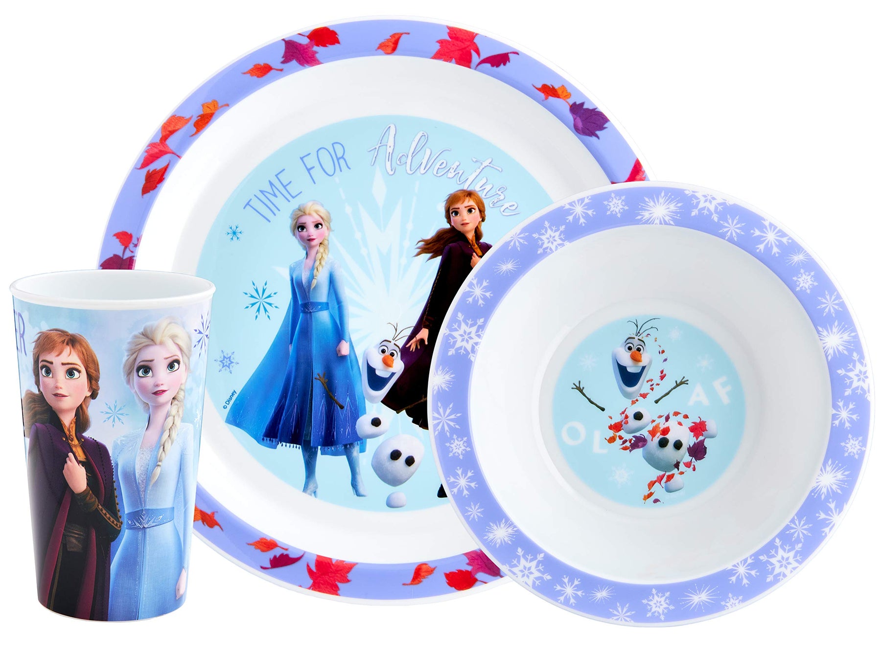 Disney II Frozen Kids Tableware 3 Piece Reusable PP Plate Bowl & Cup Children – Elsa Anna & Olaf Tumbler & Dinnerware Set for Mealtimes – for 24 Months Purple