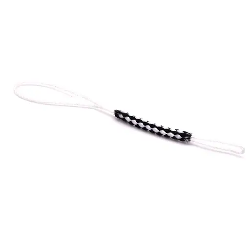 Black and white checkered corded phone strap with a loop at each end.
