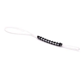 Black and white checkered corded phone strap with a loop at each end.