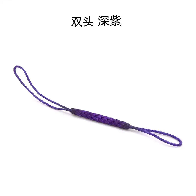 Deep purple braided cord phone strap with double-ended loops.