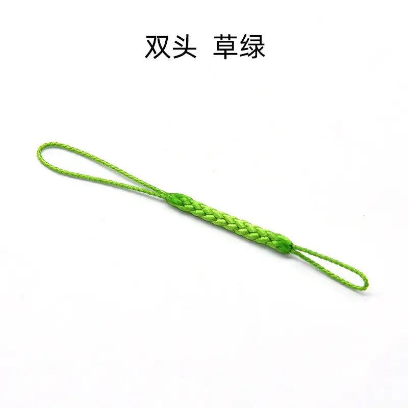 Bright grass green braided cord with double-ended loops.
