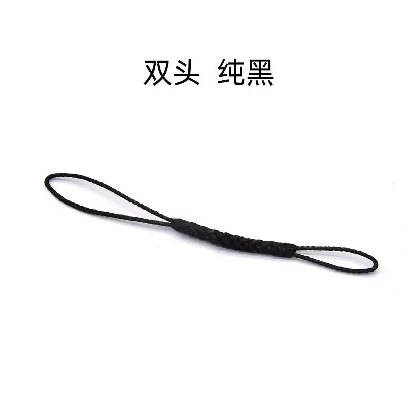 Black double-ended cord with a braided texture.