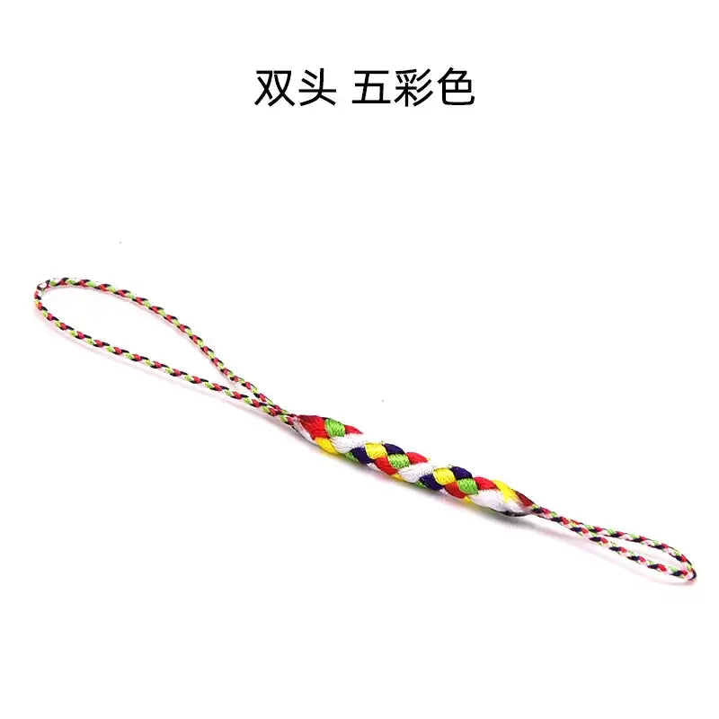 A colorful, braided five-color cord with a double-ended design.