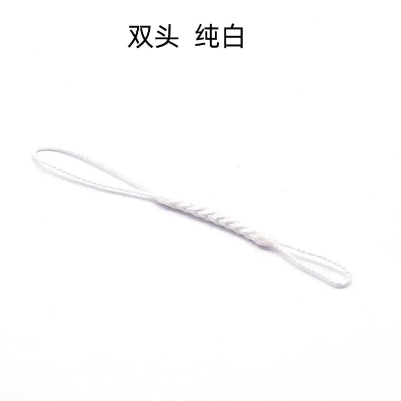 White double-ended cord with a braided texture.
