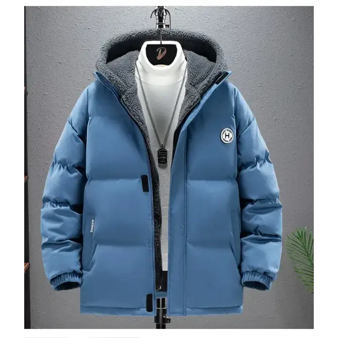 Berber Fleece Coat Cotton-padded Coat Men's Fake Two Pieces Hooded Cotton Jacket Thick Warm