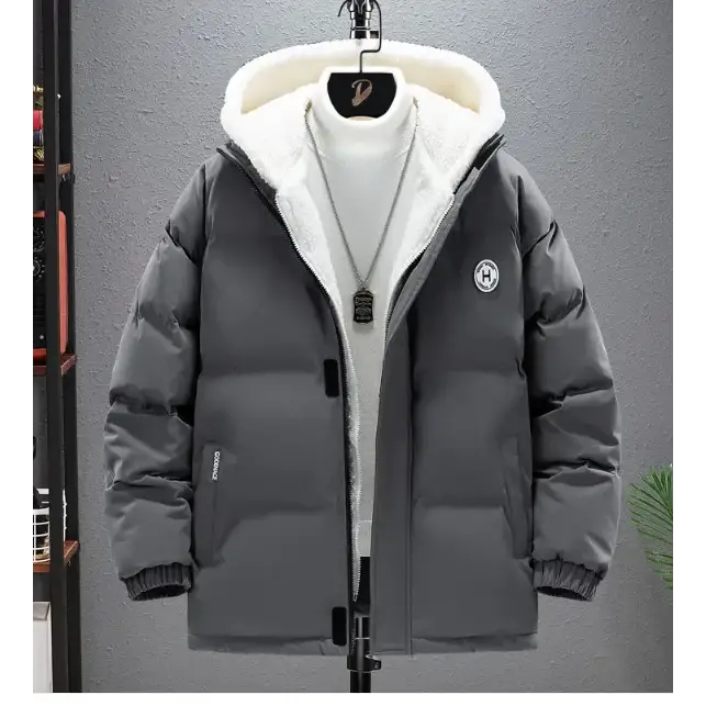 Berber Fleece Coat Cotton-padded Coat Men's Fake Two Pieces Hooded Cotton Jacket Thick Warm