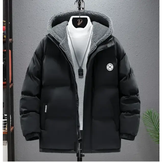 Berber Fleece Coat Cotton-padded Coat Men's Fake Two Pieces Hooded Cotton Jacket Thick Warm
