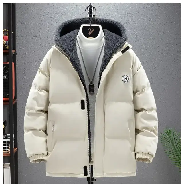 Berber Fleece Coat Cotton-padded Coat Men's Fake Two Pieces Hooded Cotton Jacket Thick Warm