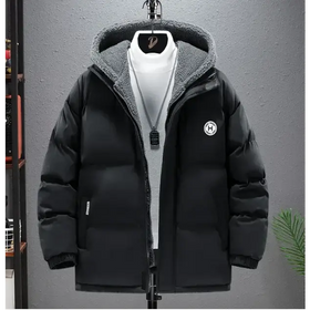 Berber Fleece Coat Cotton-padded Coat Men's Fake Two Pieces Hooded Cotton Jacket Thick Warm
