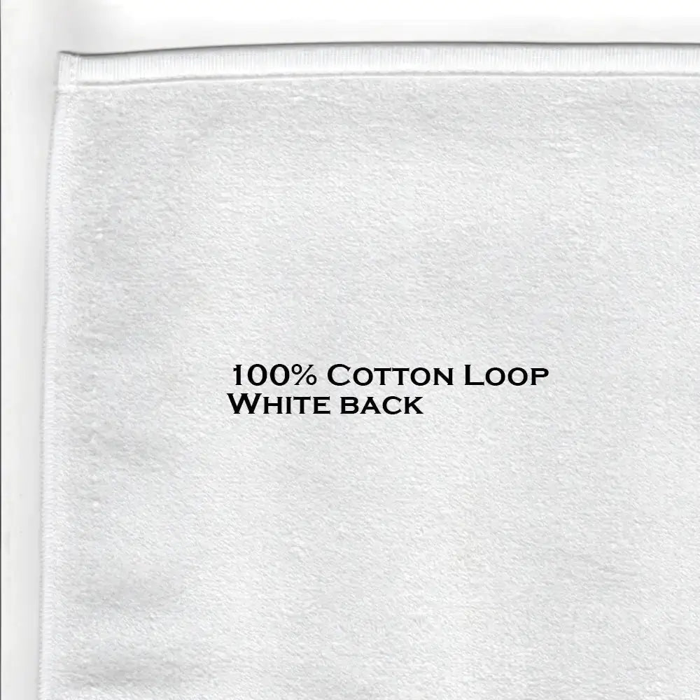 White cotton loop towel with a soft, textured surface and a white back.