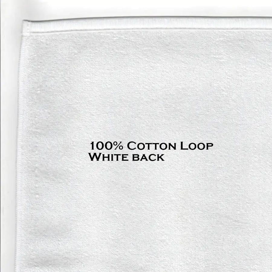 White cotton loop towel with a soft, textured surface and a white back.