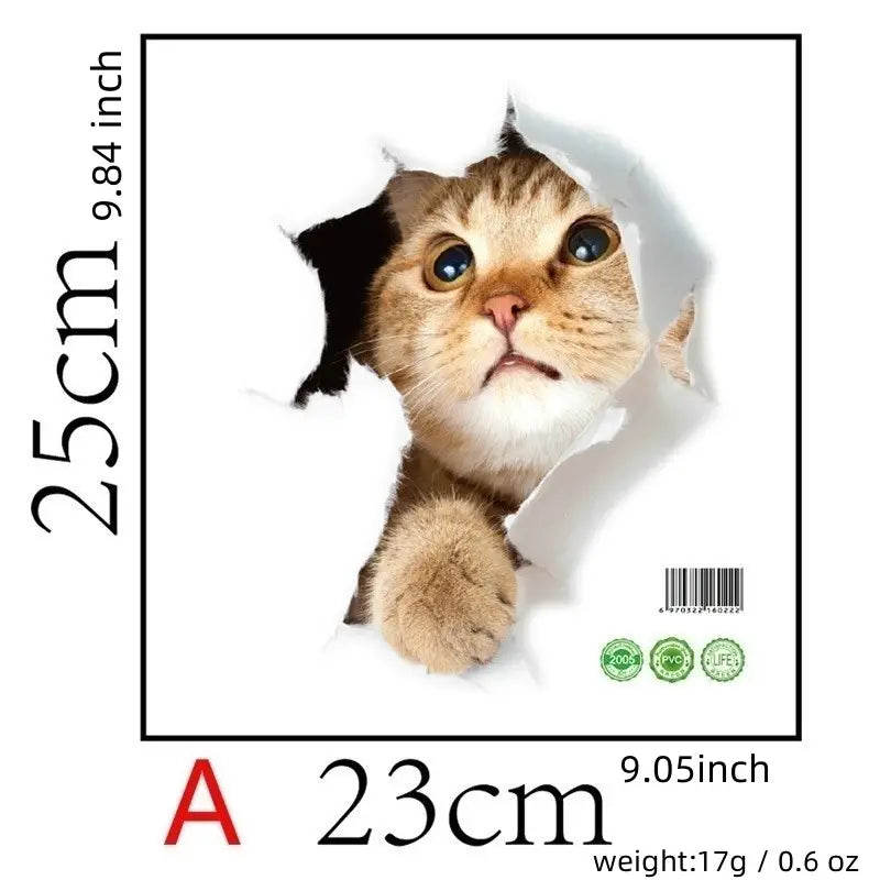 3D Hole View Cat Wall Sticker for Kids Room Decoration