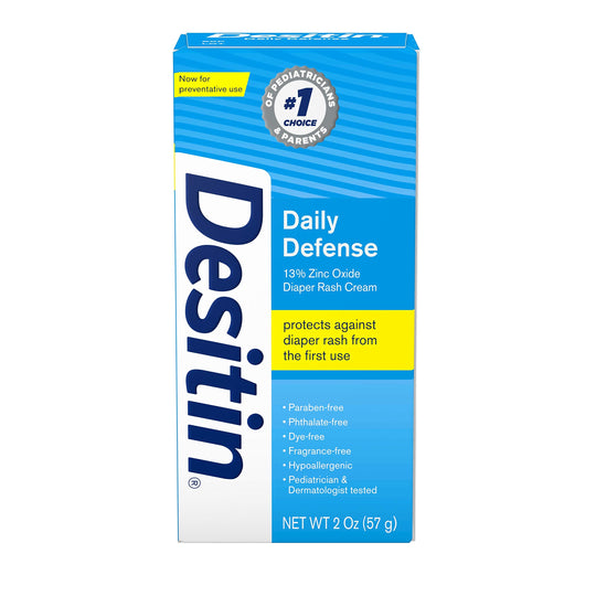 Desitin Daily Defense Baby Diaper Rash Cream with Zinc Oxide to Treat Relieve & Prevent diaper rash Hypoallergenic Dye- Phthalate- & Paraben-Free Travel Size 2 oz (Pack of 6)