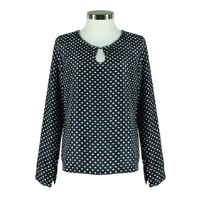Black Polka Dot Chiffon Long Sleeve Women's Shirt