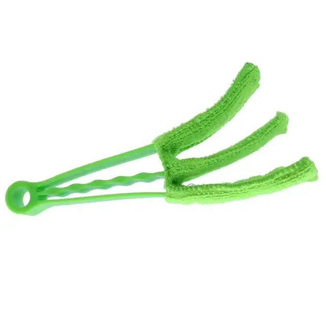 Bright green, three-pronged cleaning tool with textured fabric sleeves and a twisted plastic handle.